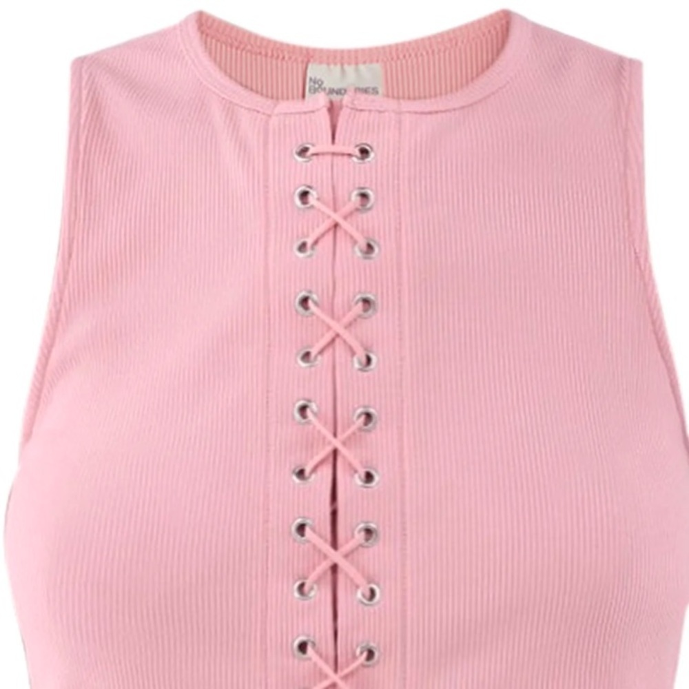 No Boundaries Pink Lace-Up Sleeveless Top
